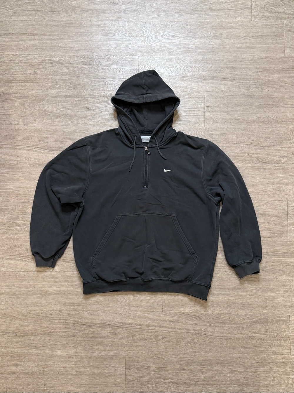 Vintage Y2K Nike Black Half-Zip Hooded Sweatshirt - Men's
